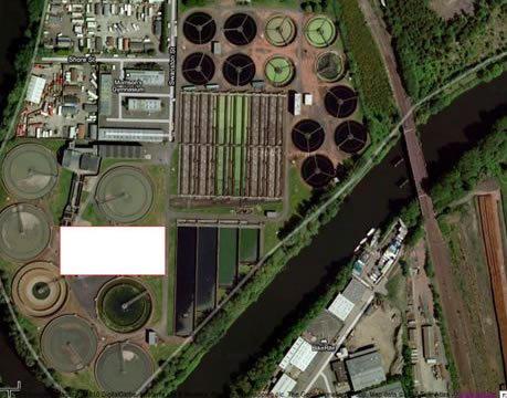 The Dalamrnock sewage works with an area representing the biodigester 